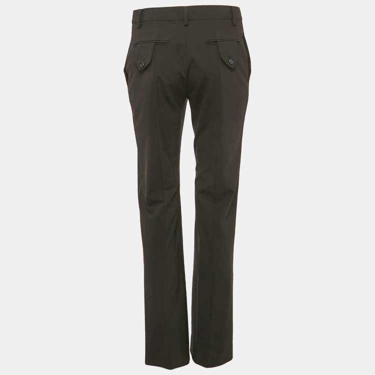 Pre Owned Valentino Black Wool Straight Leg Trousers M