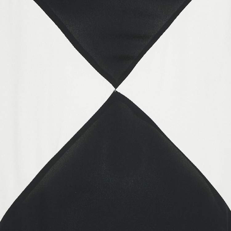 Pre Owned Valentino Black Silk Crepe Panel Detail Midi Shift Dress S