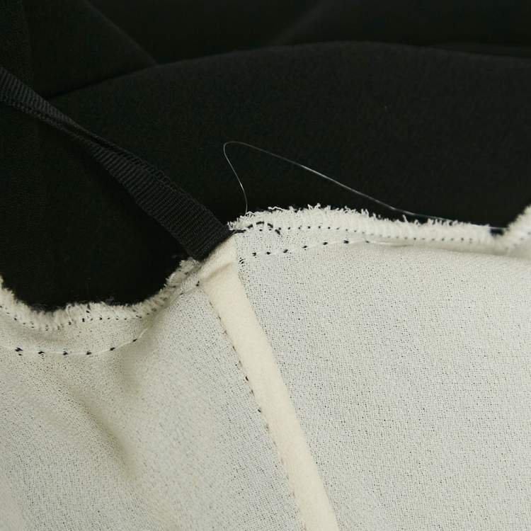 Pre Owned Valentino Black Silk Crepe Panel Detail Midi Shift Dress S