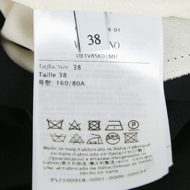 Pre Owned Valentino Black Silk Crepe Panel Detail Midi Shift Dress S