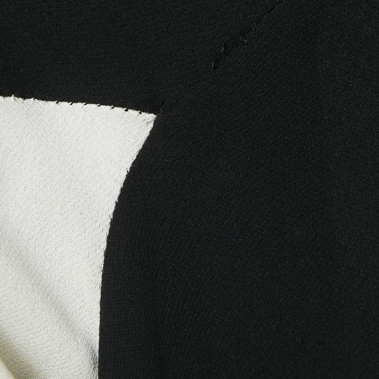 Pre Owned Valentino Black Silk Crepe Panel Detail Midi Shift Dress S