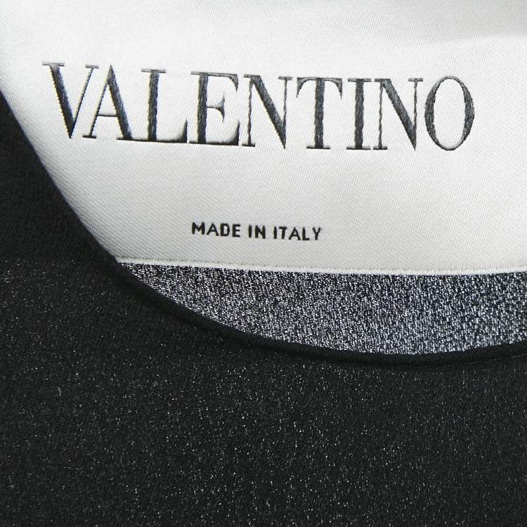 Pre Owned Valentino Black Silk Crepe Panel Detail Midi Shift Dress S