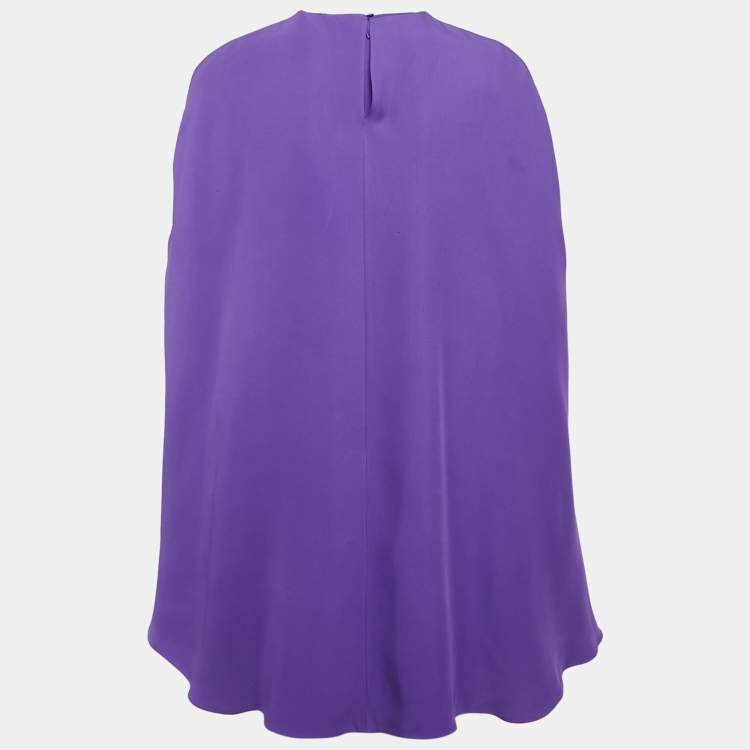 Pre Owned Valentino Purple Silk Cape Mini Dress S