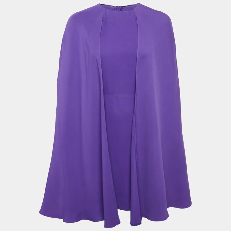 Pre Owned Valentino Purple Silk Cape Mini Dress S