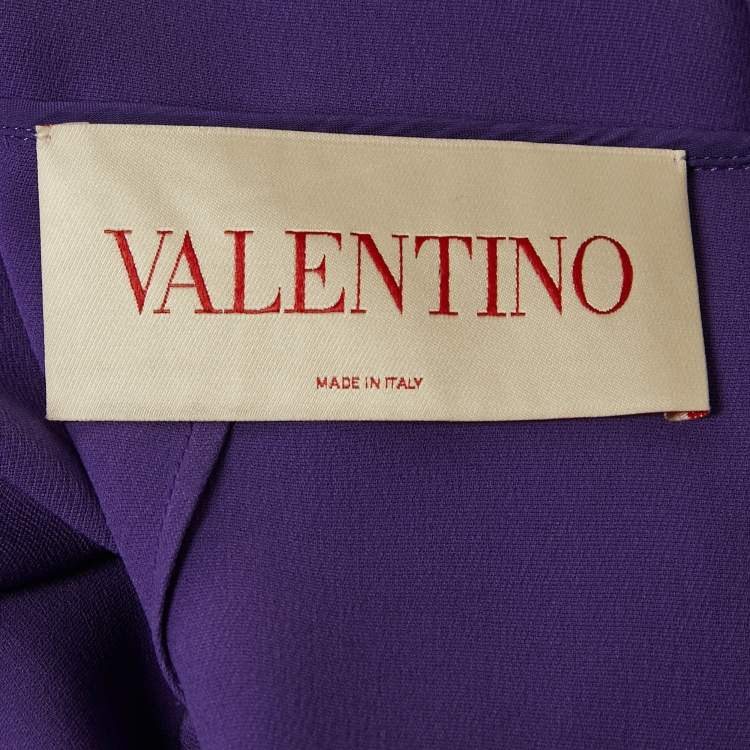 Pre Owned Valentino Purple Silk Cape Mini Dress S