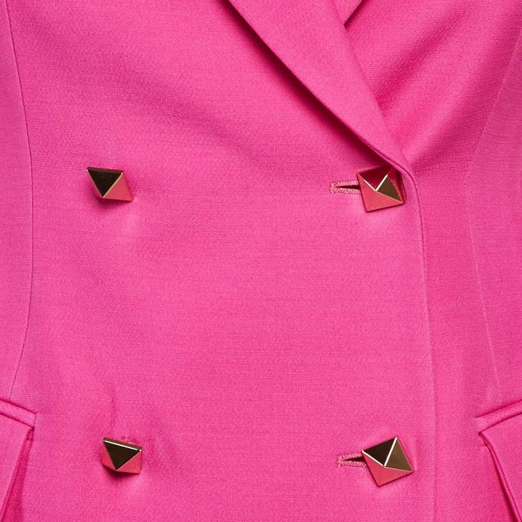 Pre Owned Valentino Pink Wool Rockstud Single Breasted Blazer S