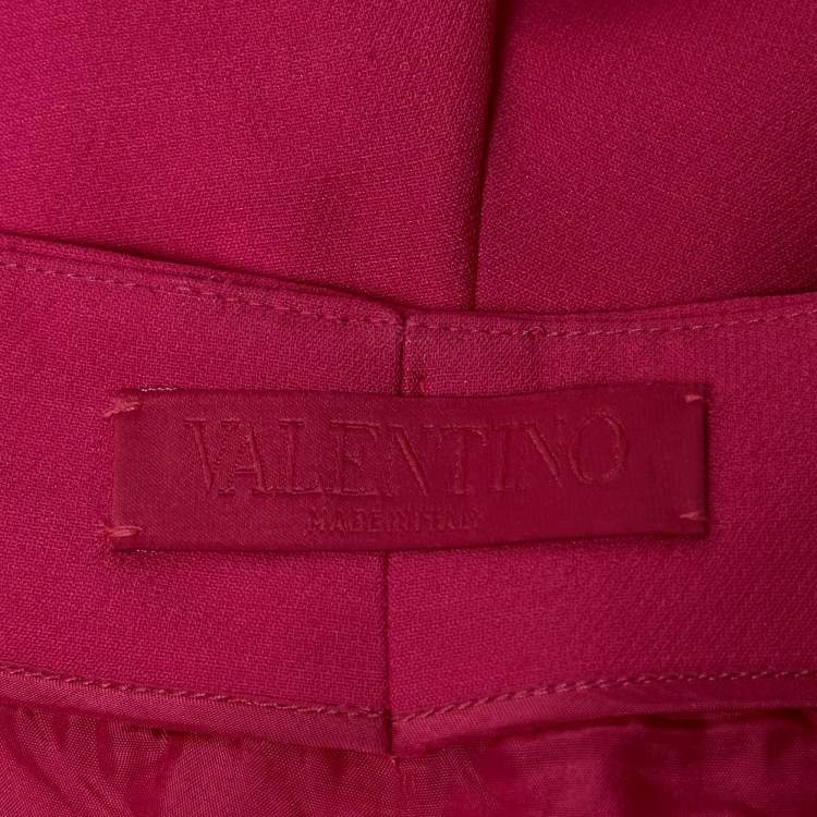 Pre Owned Valentino Pink Silk and Wool Blend Top and Shorts Set S/M