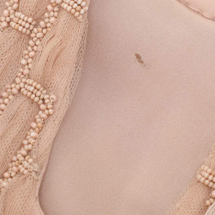 Pre Owned Valentino Pink Tulle Long Sleeve Evening Dress L