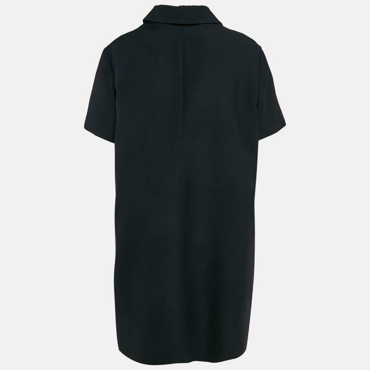 Pre Owned Valentino Navy Blue Wool Blend Polo Collar Mini Dress XL