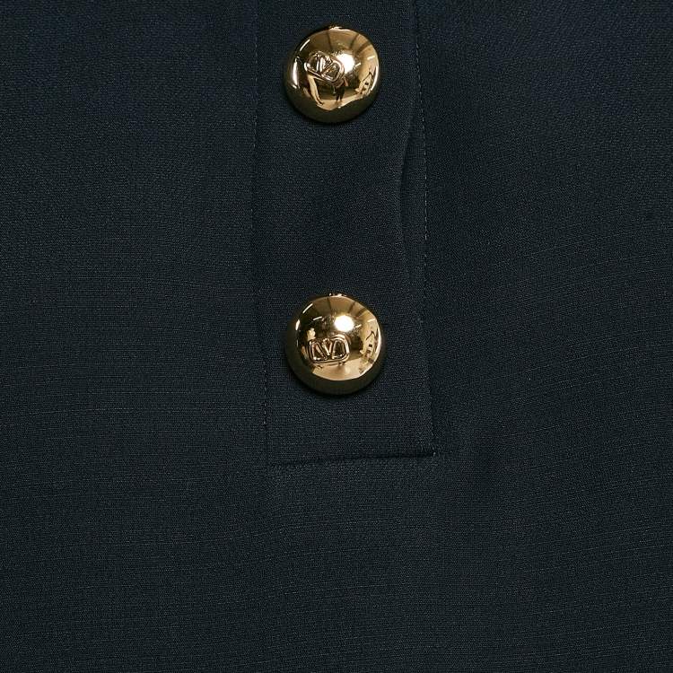 Pre Owned Valentino Navy Blue Wool Blend Polo Collar Mini Dress XL