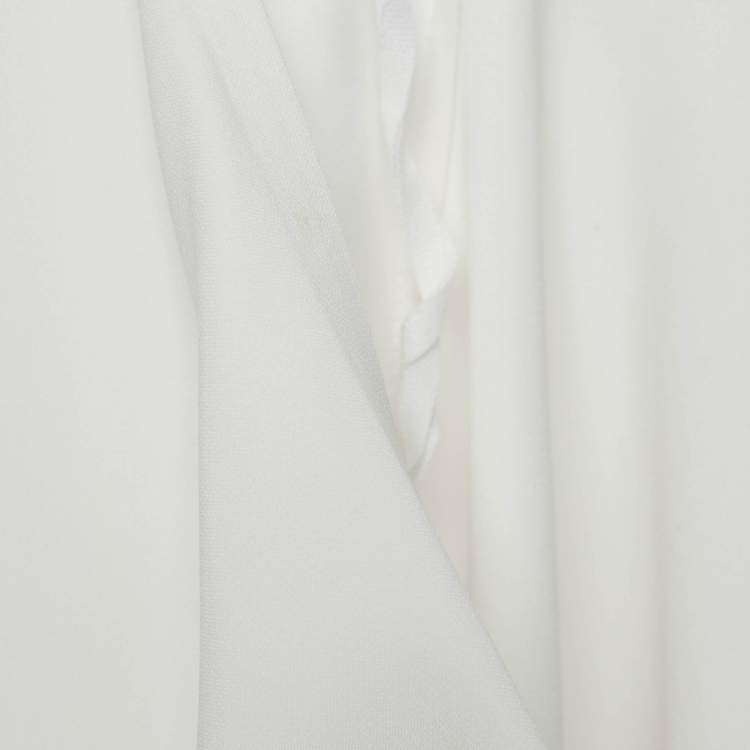 Pre Owned Valentino White Crepe Wide Leg Trousers and Cape Shrug Set S/One Size