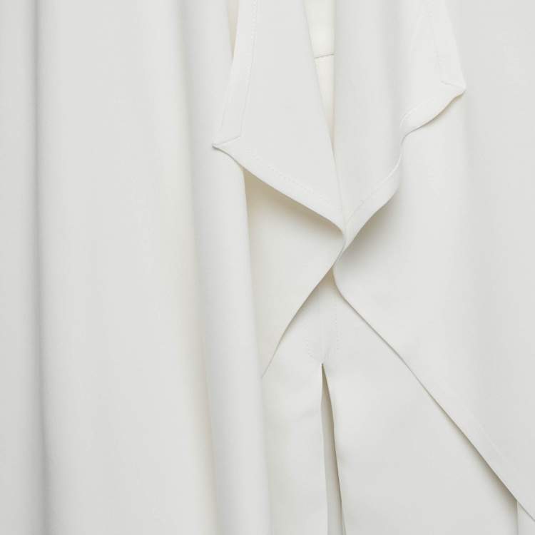 Pre Owned Valentino White Crepe Wide Leg Trousers and Cape Shrug Set S/One Size