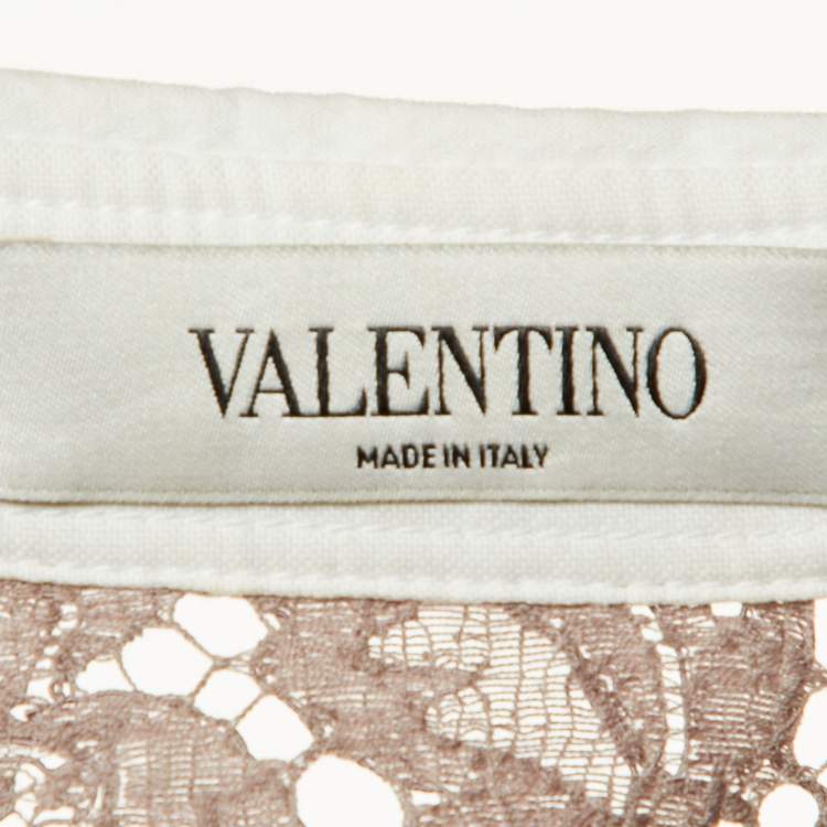 Pre Owned Valentino Purple Lace Button Front Top L