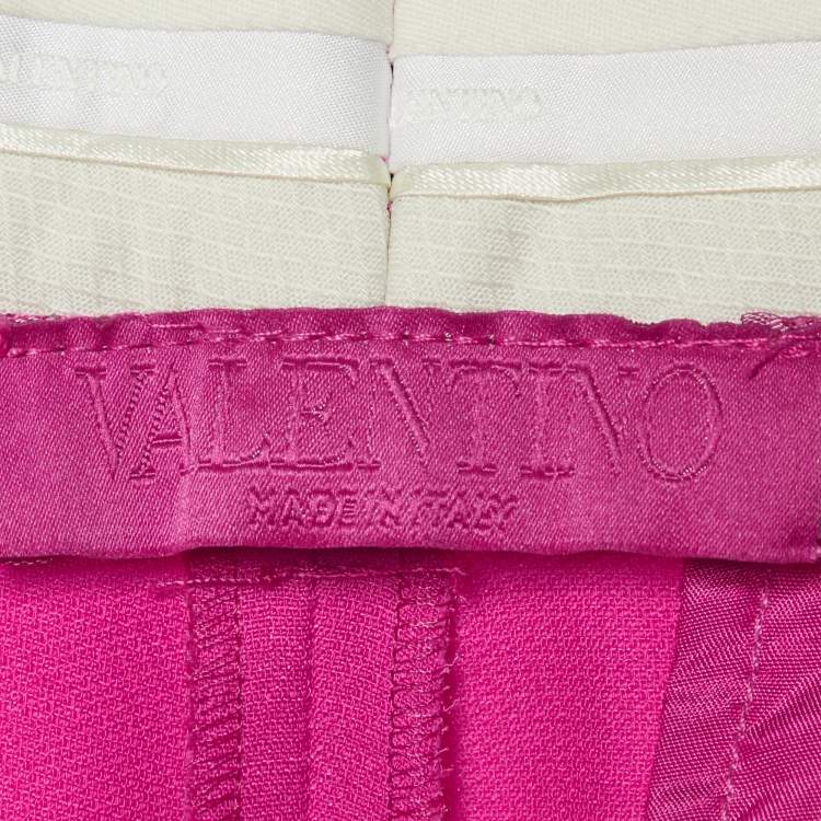 Pre Owned Valentino Pink Wool Pleated Trousers M