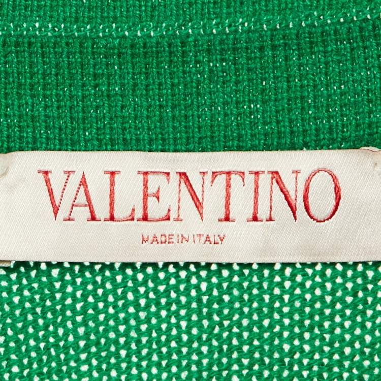 Pre Owned Valentino Green Cashmere Plunge Neck Jumper S