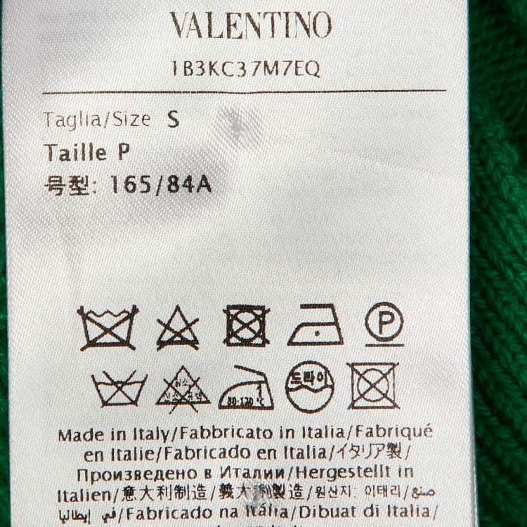 Pre Owned Valentino Green Cashmere Plunge Neck Jumper S