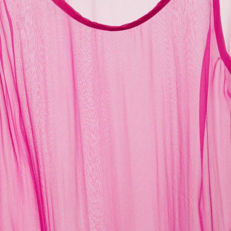 Pre Owned Valentino Pink Silk Sheer Sleeveless Top XS