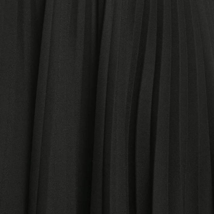 Pre Owned Valentino Black Sateen Plisse Midi Skirt M
