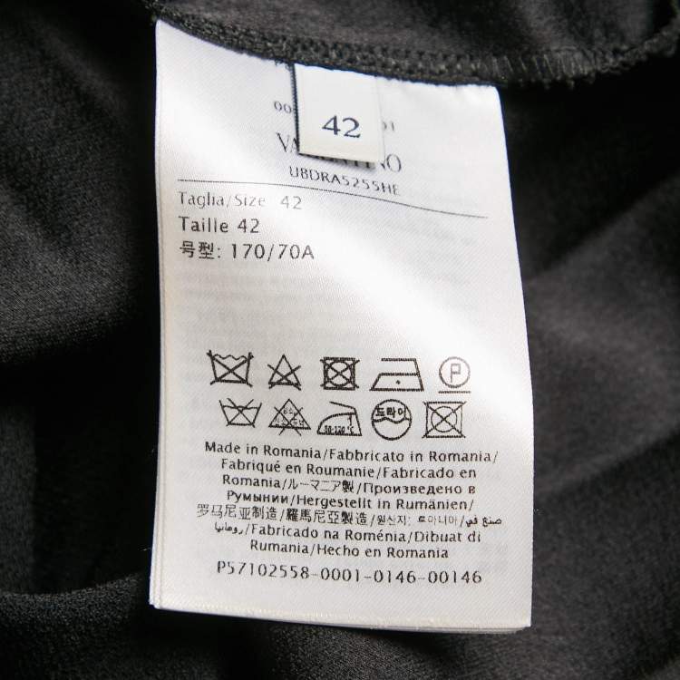 Pre Owned Valentino Black Sateen Plisse Midi Skirt M