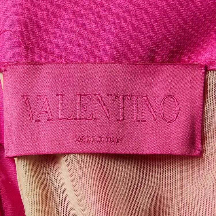 Pre Owned Valentino Pink Wool Blend Off-Shoulder Jumpsuit S