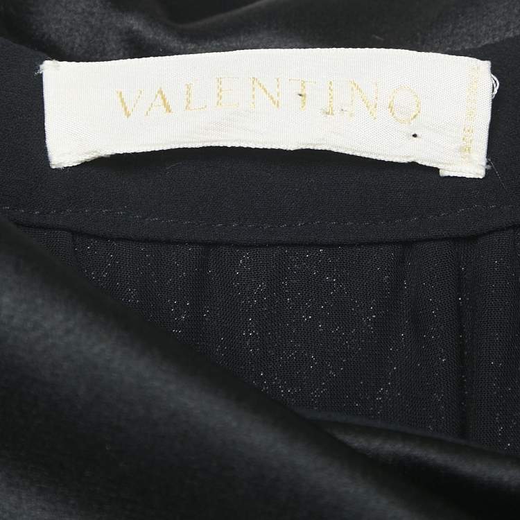 Pre Owned Valentino Vintage Black Silk Bow Detail Mini Dress L