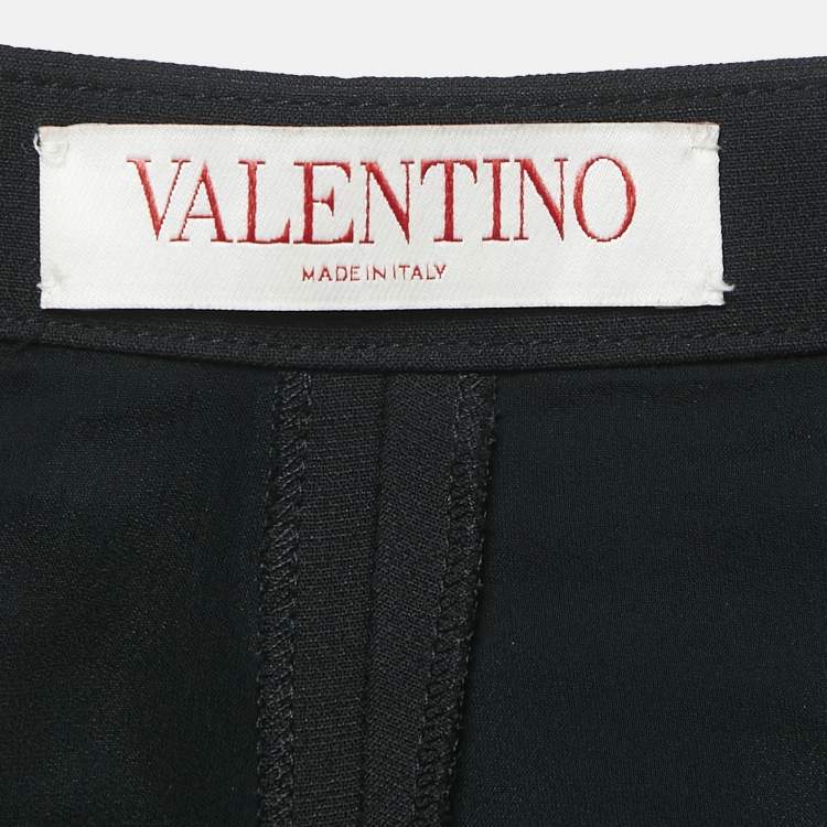 Pre Owned Valentino Black Wool Blend Pleated Shorts S