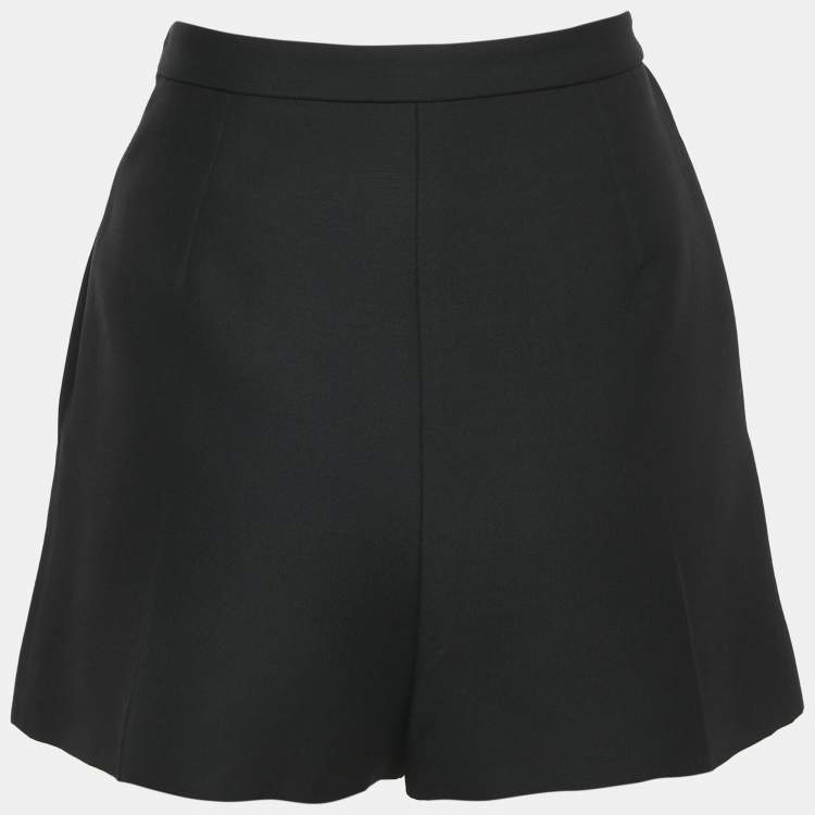 Pre Owned Valentino Black Wool Blend Pleated Shorts S
