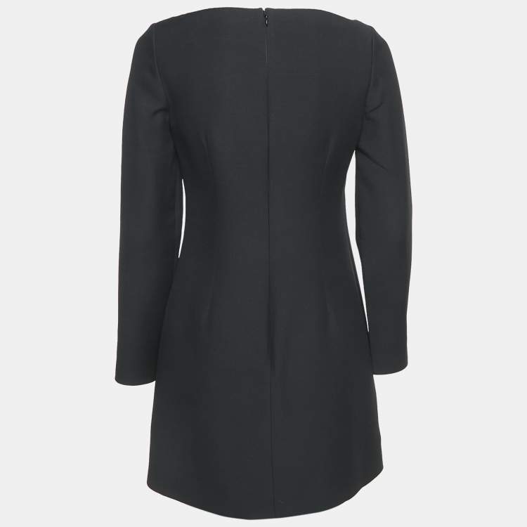Valentino Black Wool Blend Neck Detail Mini Dress S