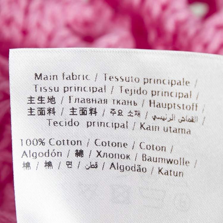 Pre Owned Valentino Pink Floral Embroidered Crochet Short Sleeve Cardigan S