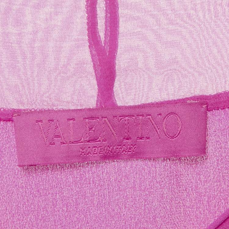 Pre Owned Valentino Pink Silk Tie-Up Neck Detail Oversized Blouse S