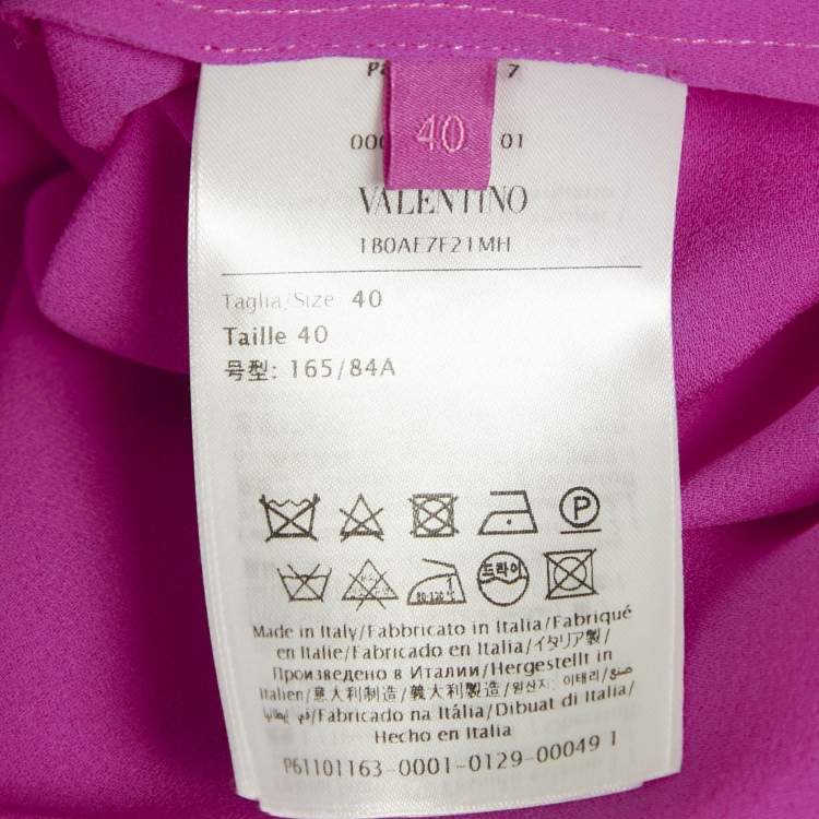 Pre Owned Valentino Pink Silk Tie-Up Neck Detail Oversized Blouse S