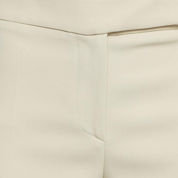 Pre Owned Valentino Beige Crepe Straight Leg Trousers M