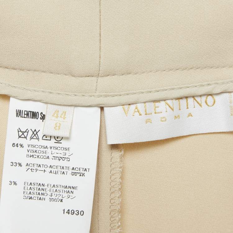 Pre Owned Valentino Beige Crepe Straight Leg Trousers M