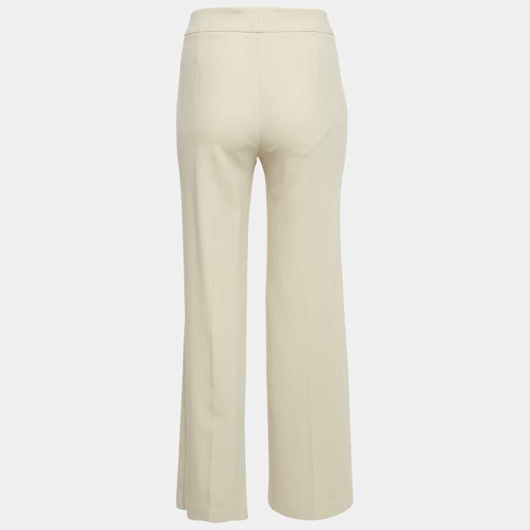 Pre Owned Valentino Beige Crepe Straight Leg Trousers M