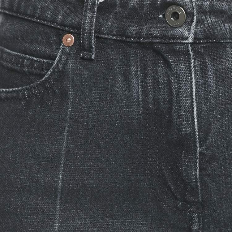 Pre Owned Valentino Charcoal Black Denim Wide-Leg Jeans S Waist 27"