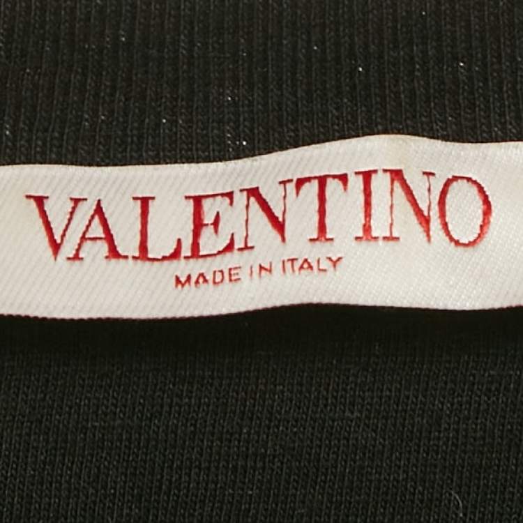 Pre Owned Valentino Black Jersey Rockstud Embellished T-Shirt L