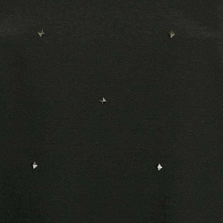 Pre Owned Valentino Black Jersey Rockstud Embellished T-Shirt L