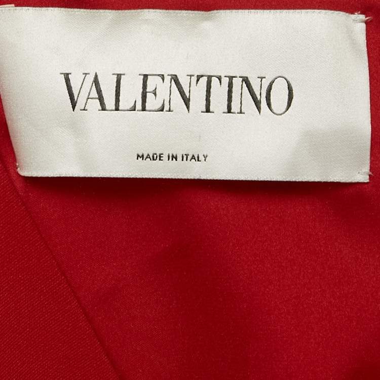 Pre Owned Valentino Red Crepe Cap Sleeve Short Dress S