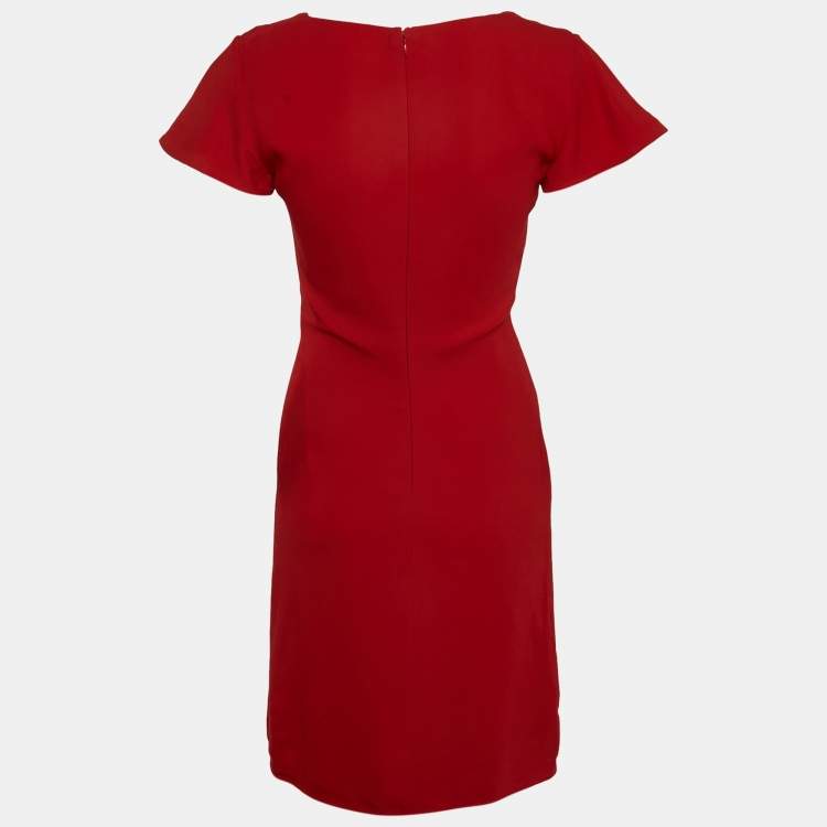 Pre Owned Valentino Red Crepe Cap Sleeve Short Dress S