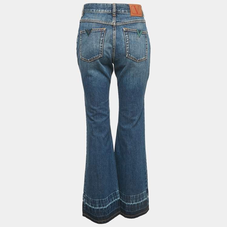 Pre Owned Valentino Blue Denim Flared Jeans M Waist 29"