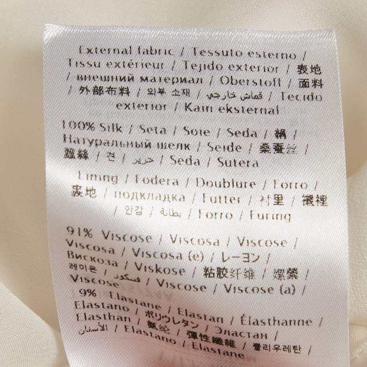 Pre Owned Valentino Cream Silk Midi Skirt M