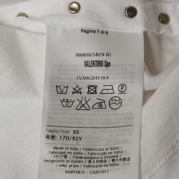 Pre Owned Valentino White Rockstud Detail Jersey T-Shirt XS