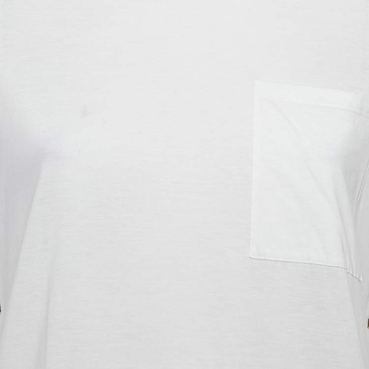 Pre Owned Valentino White Rockstud Detail Jersey T-Shirt XS