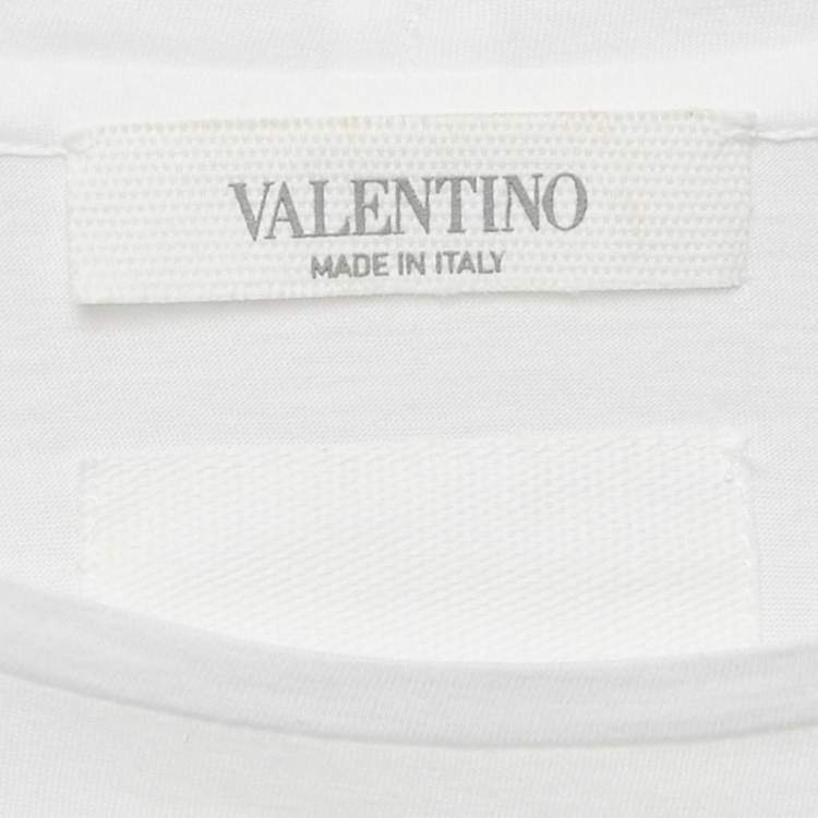 Pre Owned Valentino White Rockstud Detail Jersey T-Shirt XS