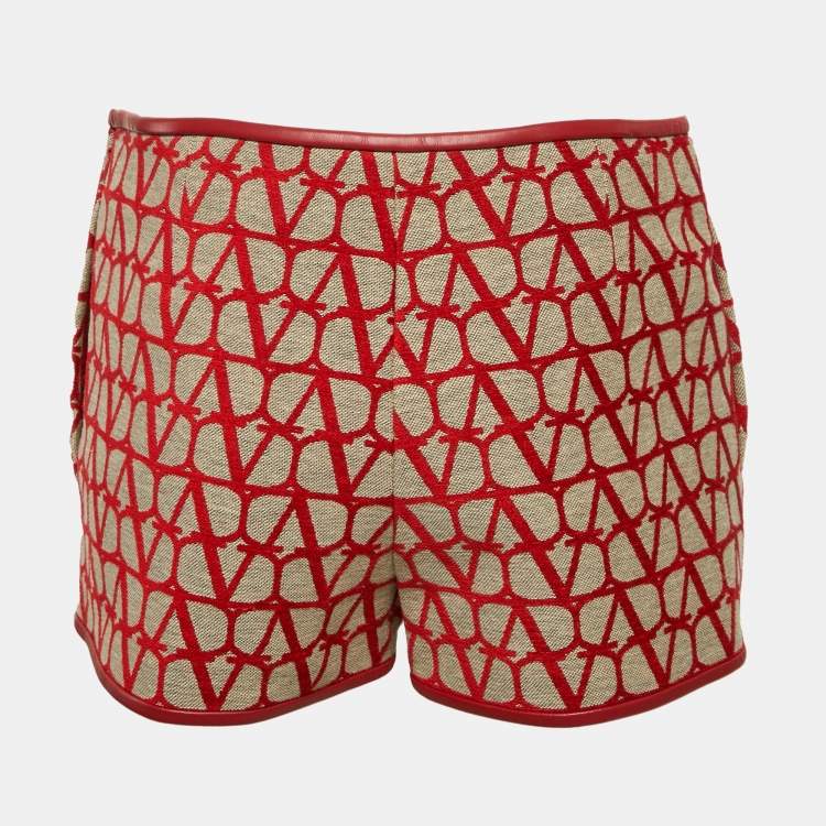 Pre Owned Valentino Red Monogram Jacquard Skorts S