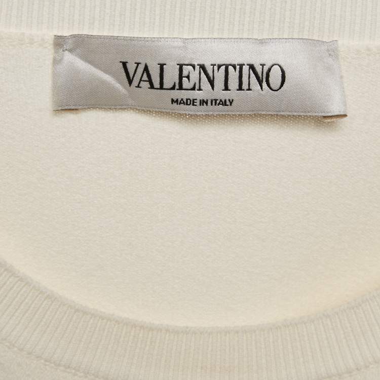 Pre Owned Valentino White Knit Frill Sleeve Jumper L