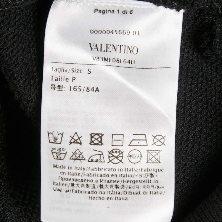 Pre Owned Valentino Black VLTN Print Cotton Hoodie Dress S
