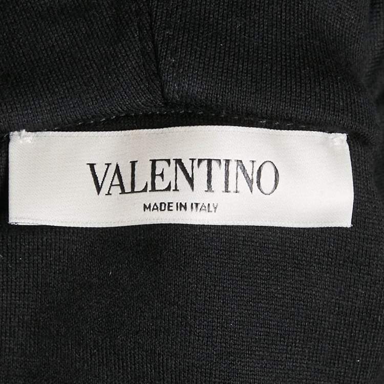 Pre Owned Valentino Black VLTN Print Cotton Hoodie Dress S