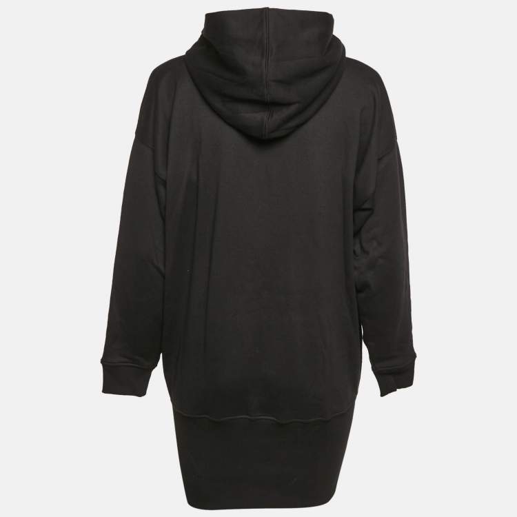 Pre Owned Valentino Black VLTN Print Cotton Hoodie Dress S