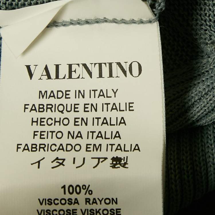 Pre Owned Valentino Blue Jersey Ruffled Button Front Cardigan M